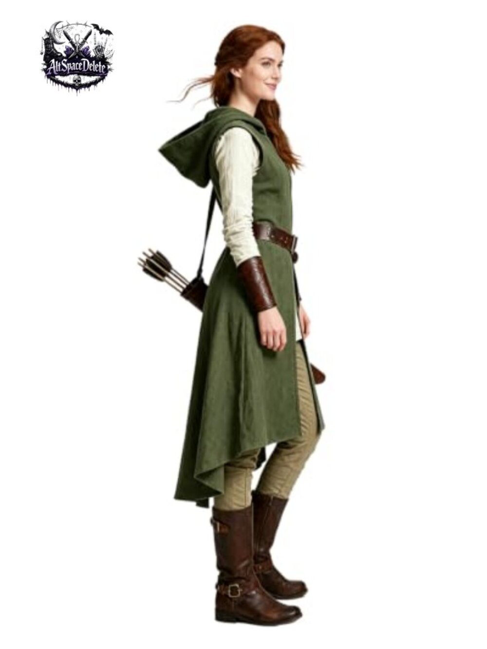 Medieval Hooded Surcoat Cotton Linen Sleeveless Tunic Costume